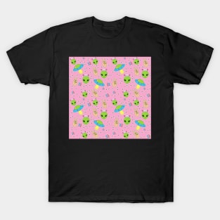 Aliens on Pink T-Shirt